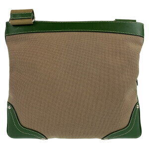 Prada messenger Beige canvas logo green Tan jacquard leather bag